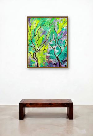 Minty Season (Verdant Harmony) by artist Bahadur Singh displayed in a Japandi Lounge