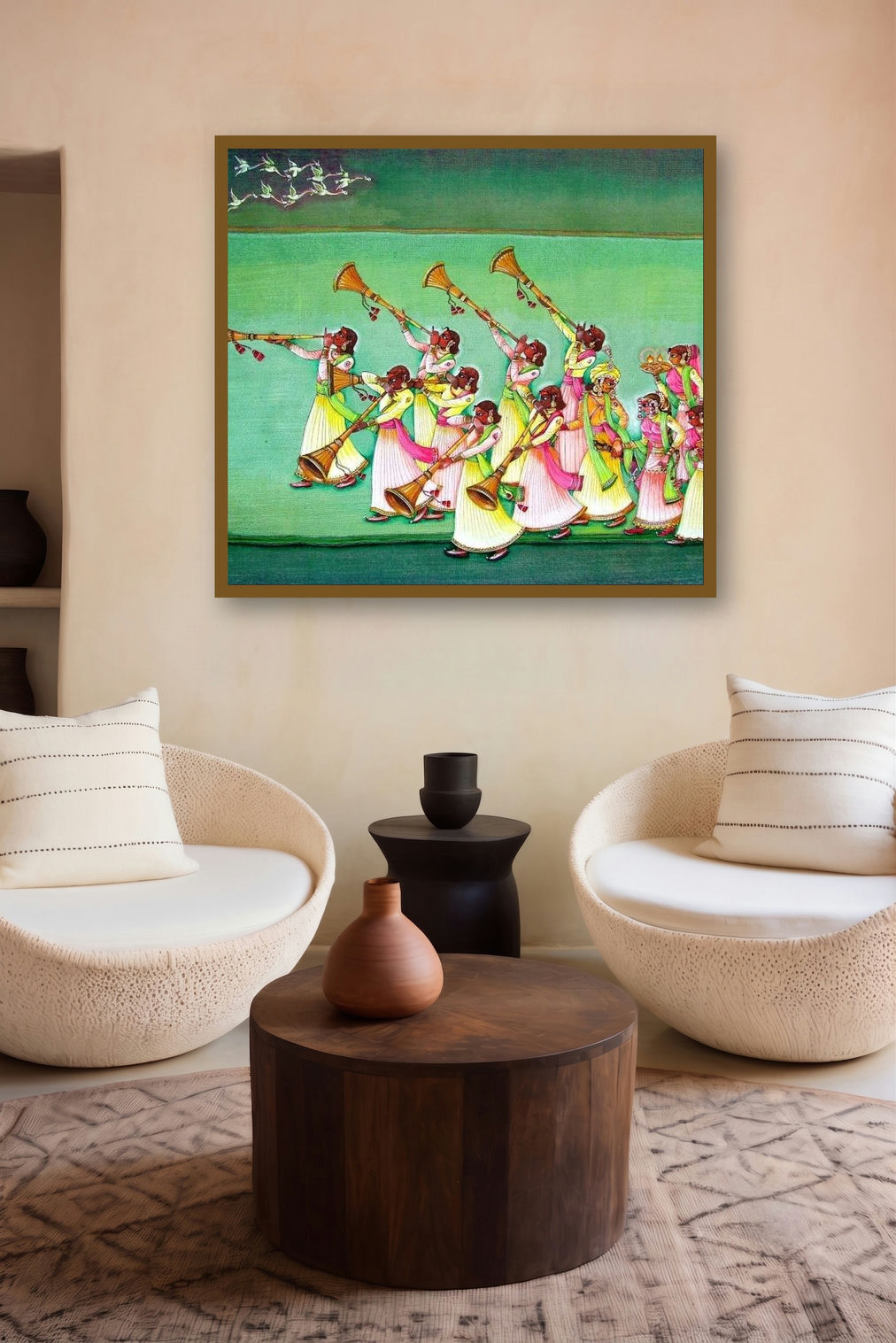 Miravnuk (A Festive Procession) by artist Anand Sonar displayed in a Boutique gallery