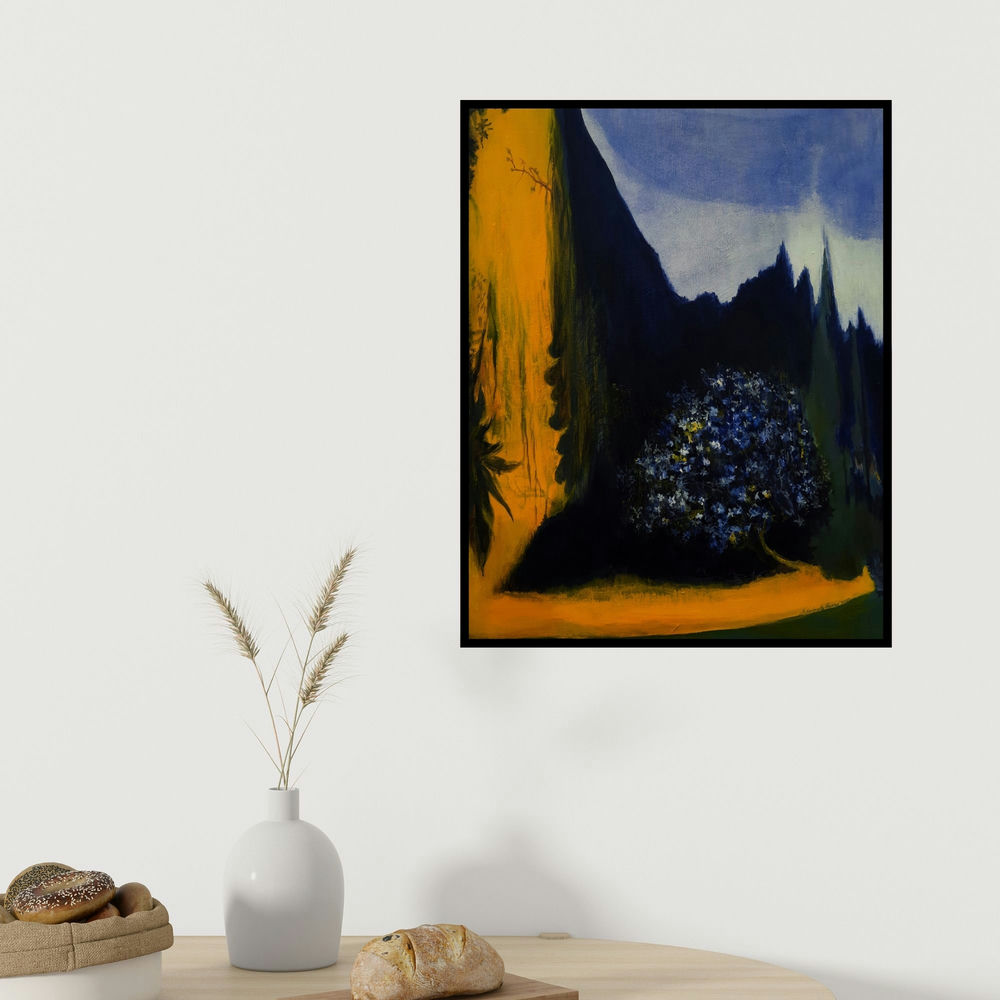 Debabrata Hazra's 'The Mirik (Twilight's Embrace**)' painting visualized above a sofa in a contemporary room.