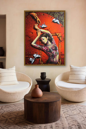 Mirror Lady 2 by artist Prashanta Nayak displayed in a Luxury gallery