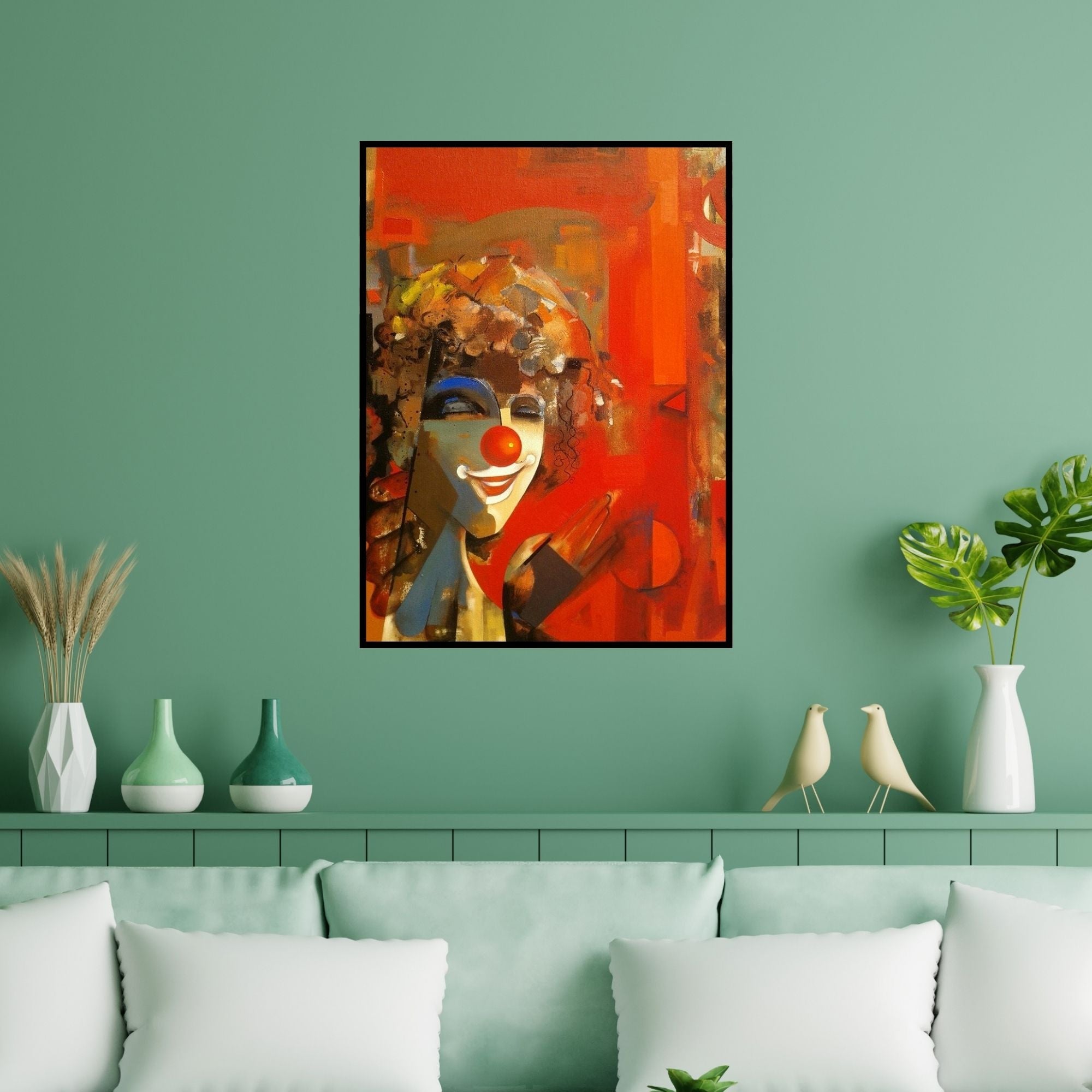 Preview of 'Mirror' Painting by Vishal Phasale shown on a wall in a furnished room.