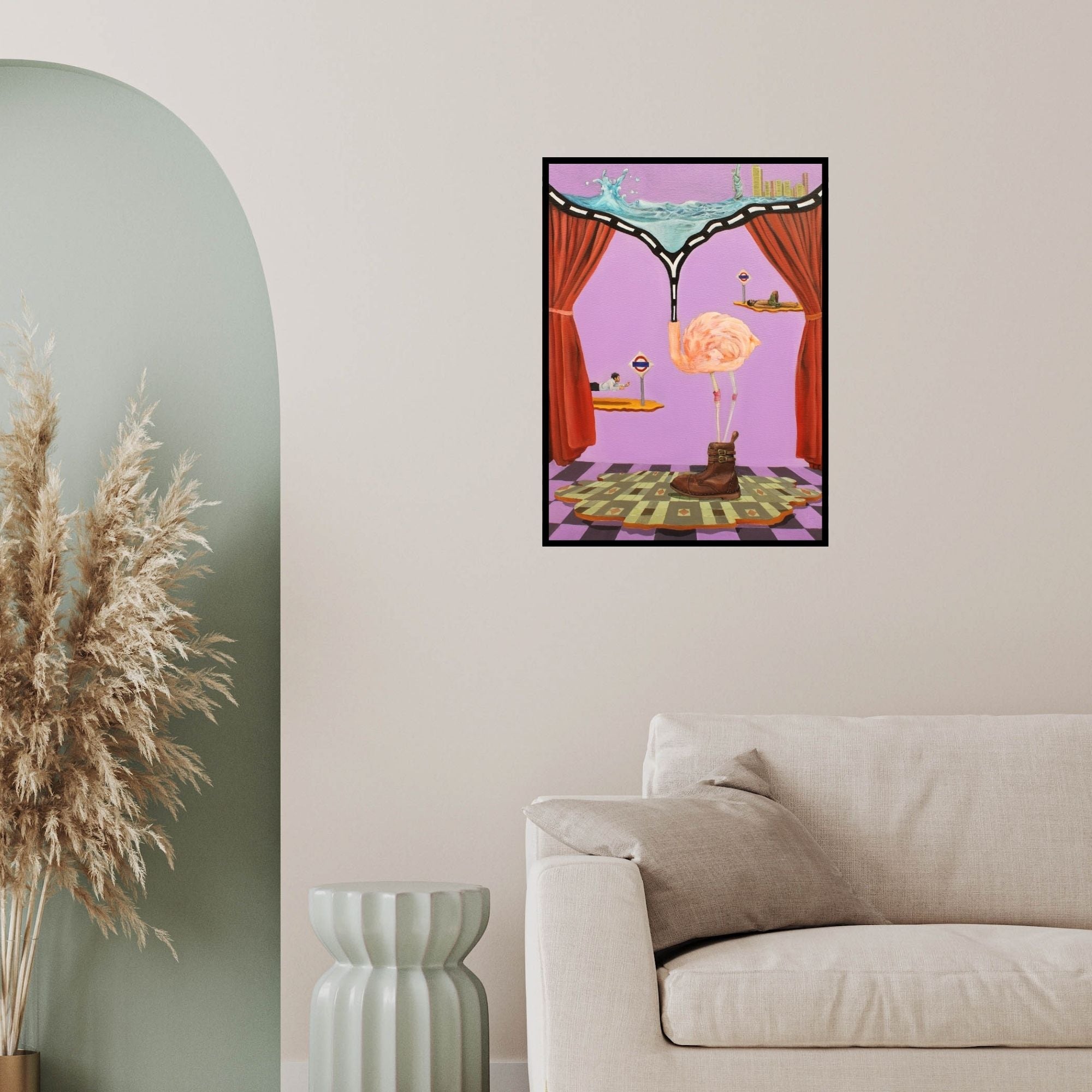 In-situ view of Ankur Singla's 'Mix Landscape' painting in a room