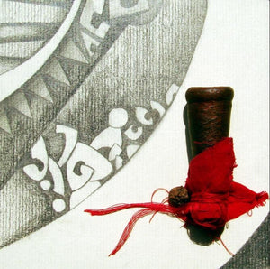 Mixed Media Abstarct I by Mohit Bhatia, Original Paper Abstract Painting on Paper, X-Small Square Wall Art