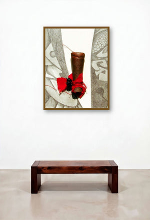 Mixed Media Abstract Ii by artist Mohit Bhatia displayed in a Scandinavian Hotel Suite