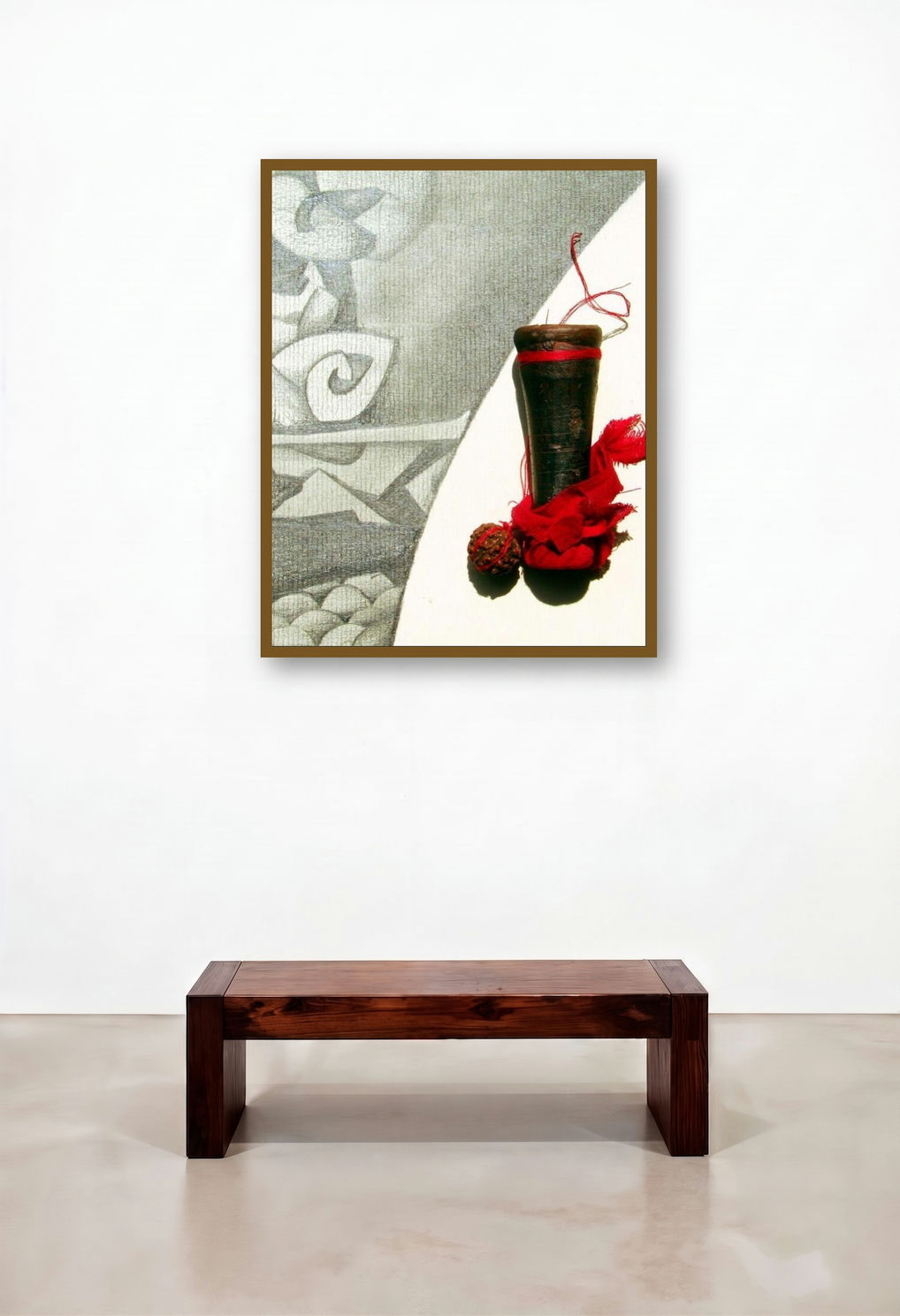 Mixed Media Abstract Iv by artist Mohit Bhatia displayed in a Mid-Century Modern Foyer