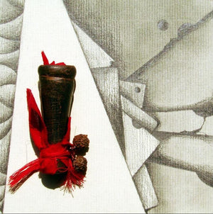 Mixed Media Abstract V by Mohit Bhatia, Original Paper Abstract Painting on Paper, X-Small Square Wall Art