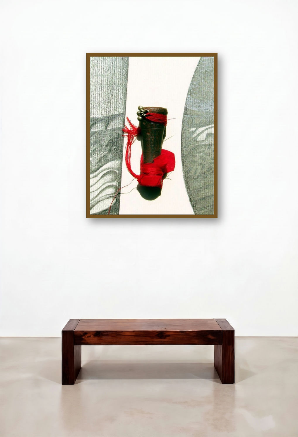 Mixed Media Abstract Vi by artist Mohit Bhatia displayed in a Japandi Study