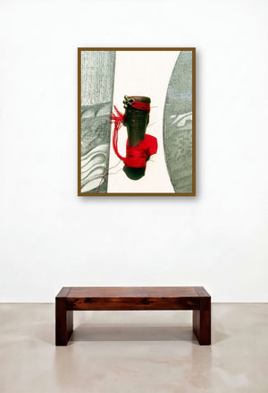 Mixed Media Abstract Vi by artist Mohit Bhatia displayed in a Japandi Study