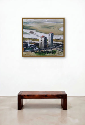 Modern City by artist Kiran Gunjkar displayed in a Eclectic Hotel Lobby