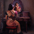 Mohini' figurative oil painting by artist Mahesh Soundatte, 40x30 inch, on linen
