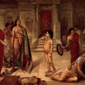 Figurative oil painting titled 'Mohini Rukhmangadha', 27x36 inches, by artist Raja Ravi Varma Reproduction on Canvas