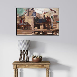 In-situ view of Sachin Sawant's 'Moment Banaras' painting in a room