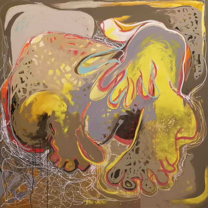 The Moment Captured' contemporary acrylic painting by artist Rasana Bhardwaj, 72x72 inch, on canvas