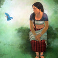 Figurative acrylic painting titled 'Moments', 36x30 inches, by artist Mousumi Pal Majumdar on Canvas