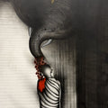 Monk' religious charcoal painting by artist Yuvraj Patil, 36x18 inch, on canvas