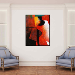 In-situ view of Narayan Shelke's 'The Monk I (Inner Harmony: A Monks Contemplation)' painting in a room