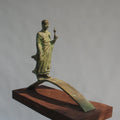 Monk' religious Brass, Metal sculpture by artist Rohan Sonavane, 21x26 inch, on brass, metal
