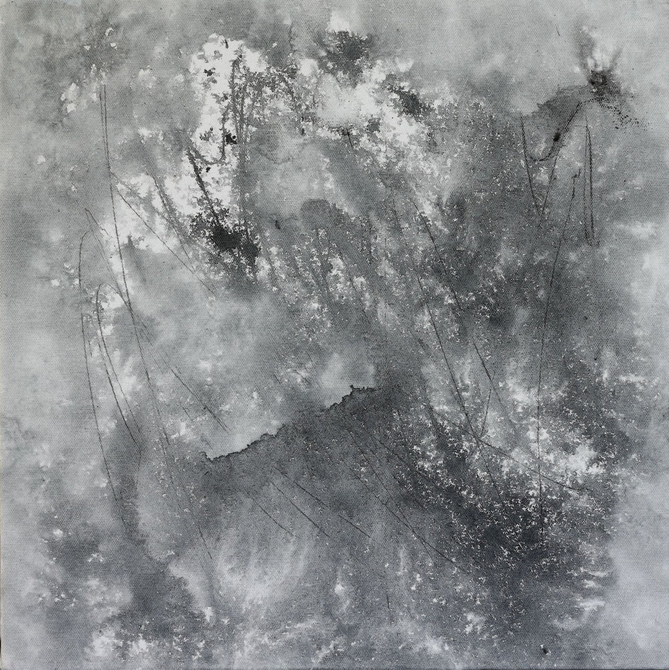 Monochrome Whispers 2' abstract acrylic painting by artist Dilip Mali, 15x15 inch, on canvas