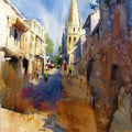 Landscape watercolor painting titled 'Monprimblanc street', 15x22 inches, by artist Vikrant Shitole on Paper