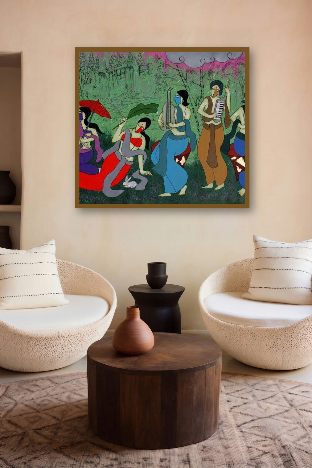 Monsoon Festival (The Music of Nature) by artist Chetan Katigar displayed in a Indian Art gallery