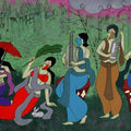 contemporary acrylic painting titled 'Monsoon Festival', 39x75 inches, by artist Chetan Katigar on Canvas