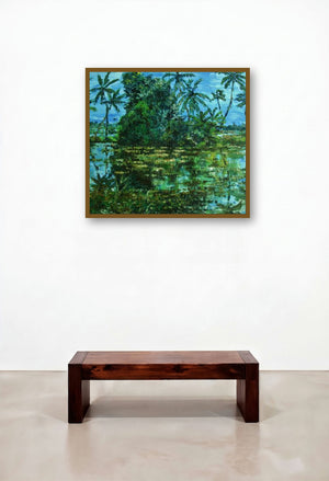 Monsoon Glory 2 by artist Manjula Dubey displayed in a Coastal Living Room