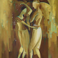 Figurative oil painting titled 'Monsoon Love', 36x48 inches, by artist Durshit Bhaskar on Canvas