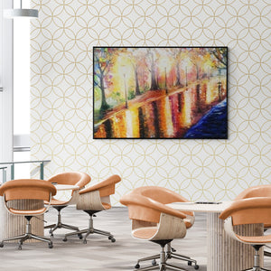 In-situ view of Kiran Bableshwar's 'Monsoon Night' painting in a room