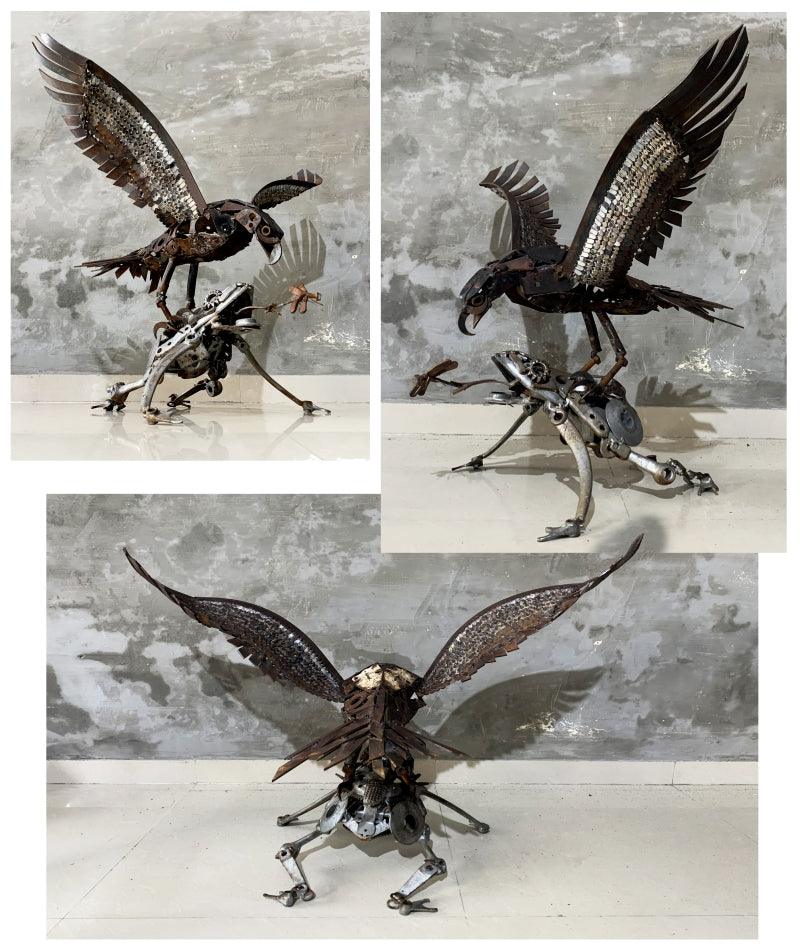 Animals sculpture titled 'Monsoon Opportunity', 33x27x26 inches, by artist Vinit Barot on Metal Scrap