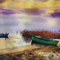 Seascape watercolor painting titled 'Moodi River', 11x15 inches, by artist KS Farvez on Paper