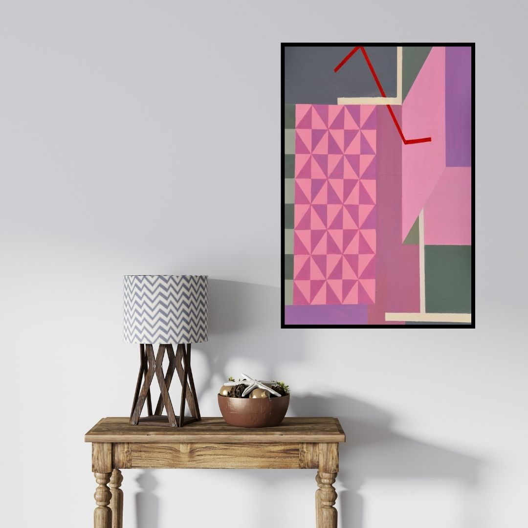 In-situ view of Shivani Garg's 'Moods 2 (Geometric Harmony)' painting in a room