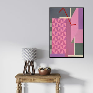 In-situ view of Shivani Garg's 'Moods 2 (Geometric Harmony)' painting in a room