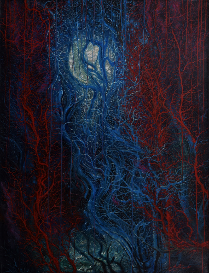 The Moon' contemporary acrylic painting by artist Anil Kumar Vishwakarma, 46x36 inch, on canvas