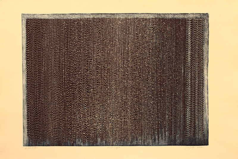 Moon Light' contemporary mixed-media painting by artist Jin Sook Shinde, 15x20 inch, on paper