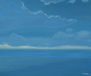 Moonlight (Lunar Glow) by SIMON MASON, Print Oil Seascape Painting on Canvas, X-Small Horizontal Wall Art