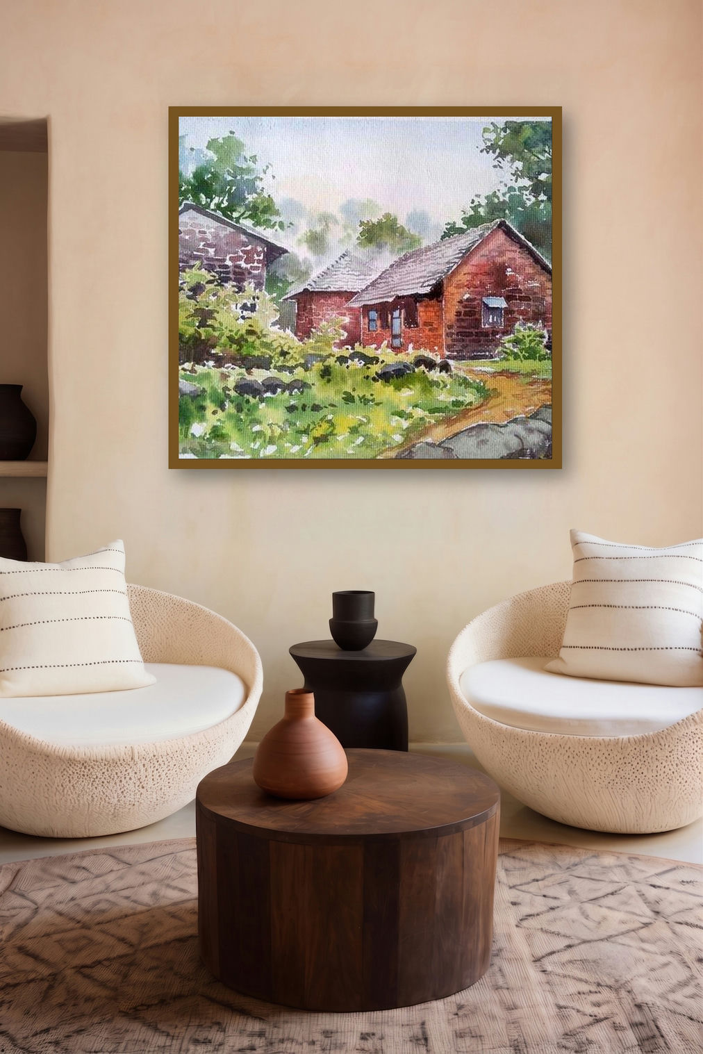 Mornig Smog (Rustic Harmony) by artist Gaurishankar Behera displayed in a Designer gallery