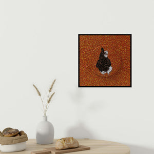 In-situ view of Rama Krishna V's 'Morning 7 (A Hen's Autumn Daydream)' painting in a room