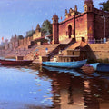 Cityscape acrylic painting titled 'Morning At Banaras', 20x26 inches, by artist Siddharth Gavade on Canvas
