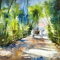 Landscape watercolor painting titled 'Morning Beauty', 14x20 inches, by artist Sanjay Dhawale on Paper