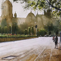 Cityscape watercolor painting titled 'Morning Glory at CST', 17x12 inches, by artist Niketan Bhalerao on Watercolour On Paper