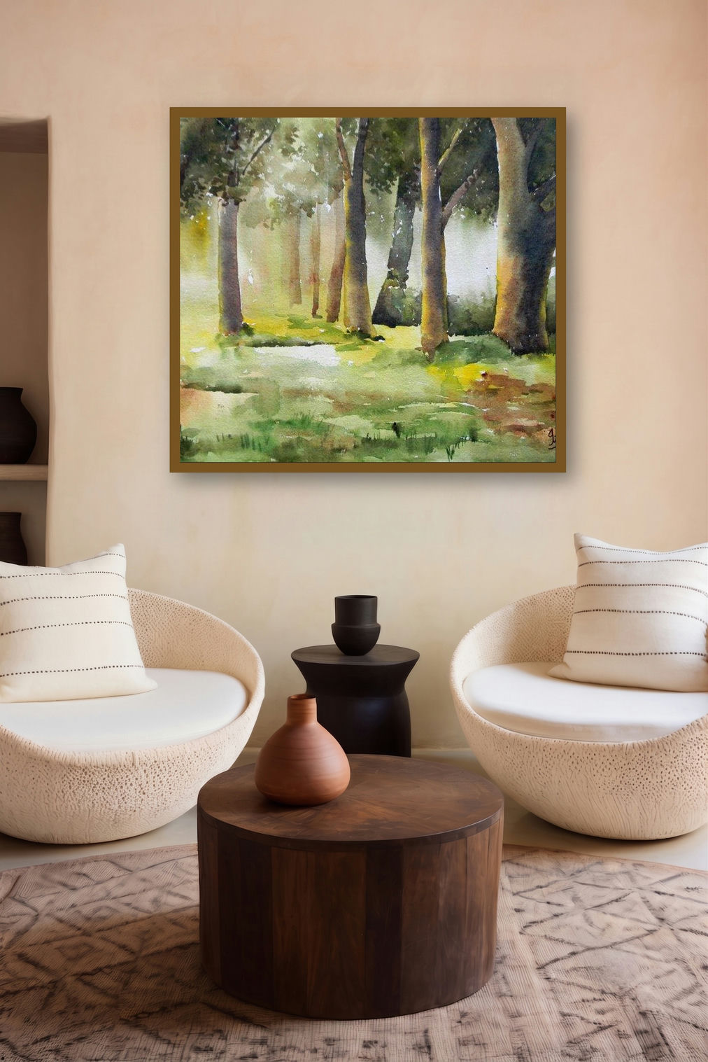 Morning In Wood (Ethereal Sunrise) by artist Jitendra Sule displayed in a Contemporary gallery