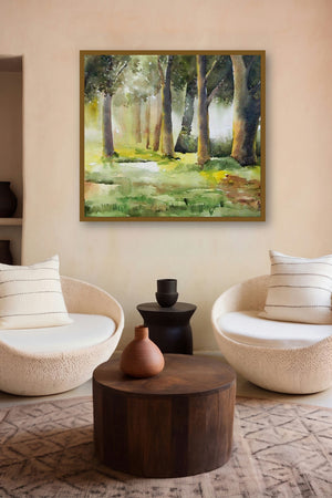 Morning In Wood (Ethereal Sunrise) by artist Jitendra Sule displayed in a Contemporary gallery