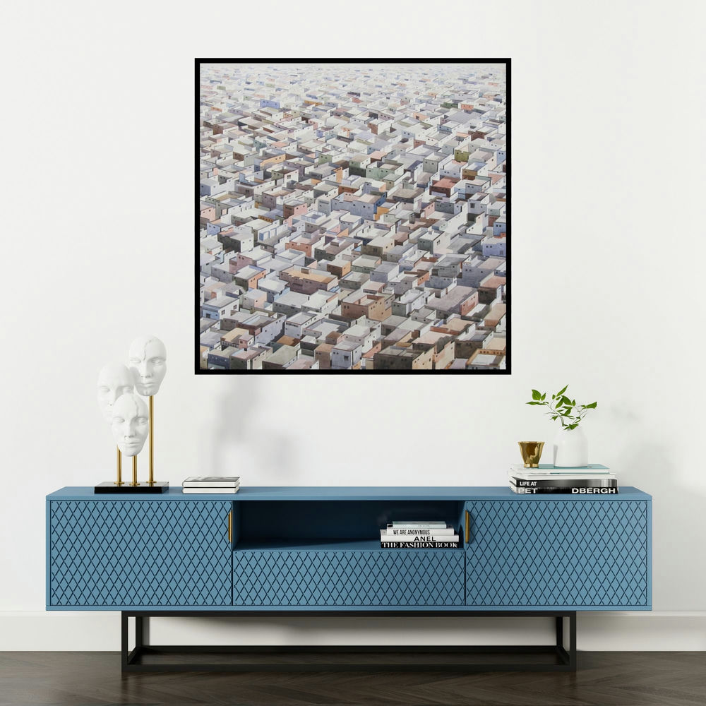 'Morning Light' painting by Madan Pawar shown on a wall in a furnished room.