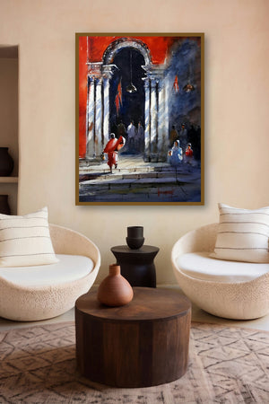 Morning Light (Passage to Faith) by artist Sanjay Dhawale displayed in a Indian Art gallery