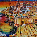 Morning Light At Varanasi Ghat' animals acrylic painting by artist Anirban Seth, 18x24 inch, on canvas