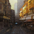 Cityscape watercolor painting titled 'Morning Time', 24x30 inches, by artist NanaSaheb Yeole on Paper
