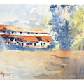 Landscape watercolor painting titled 'Morning Walk', 14x10 inches, by artist Soven Roy on Paper