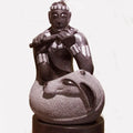 Religious  sculpture titled 'Morpankh Dhari', 35x16 inch, by artist Parminder Singh on Black Marble