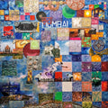 Mosaic Mumbai 2 A Mumbai Story' contemporary mixed-media painting by artist Saurab Bhardwaj, 48x48 inch, on canvas