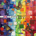 Mosaic Rainbow Monarch Butterfly Series' contemporary mixed-media painting by artist Saurab Bhardwaj, 48x30 inch, on canvas